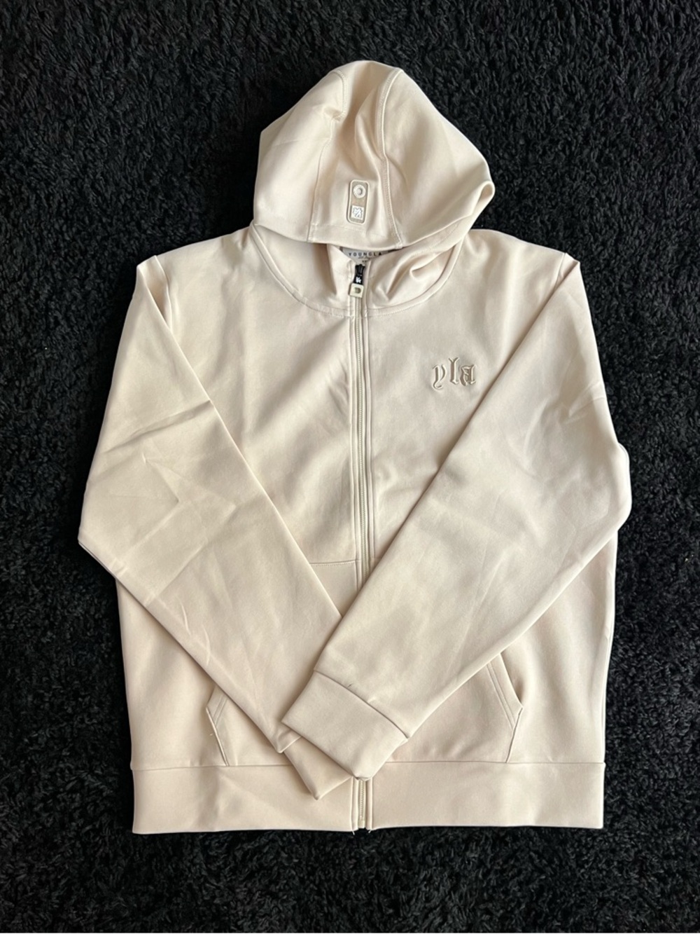 YoungLA Cream Zip Hoodie with Subtle Logo
